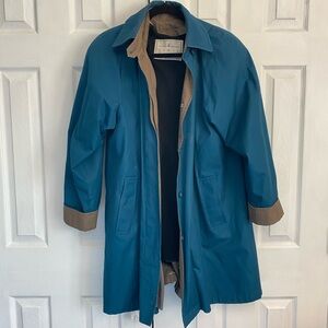Elegant Blue and Brown Trench Coat